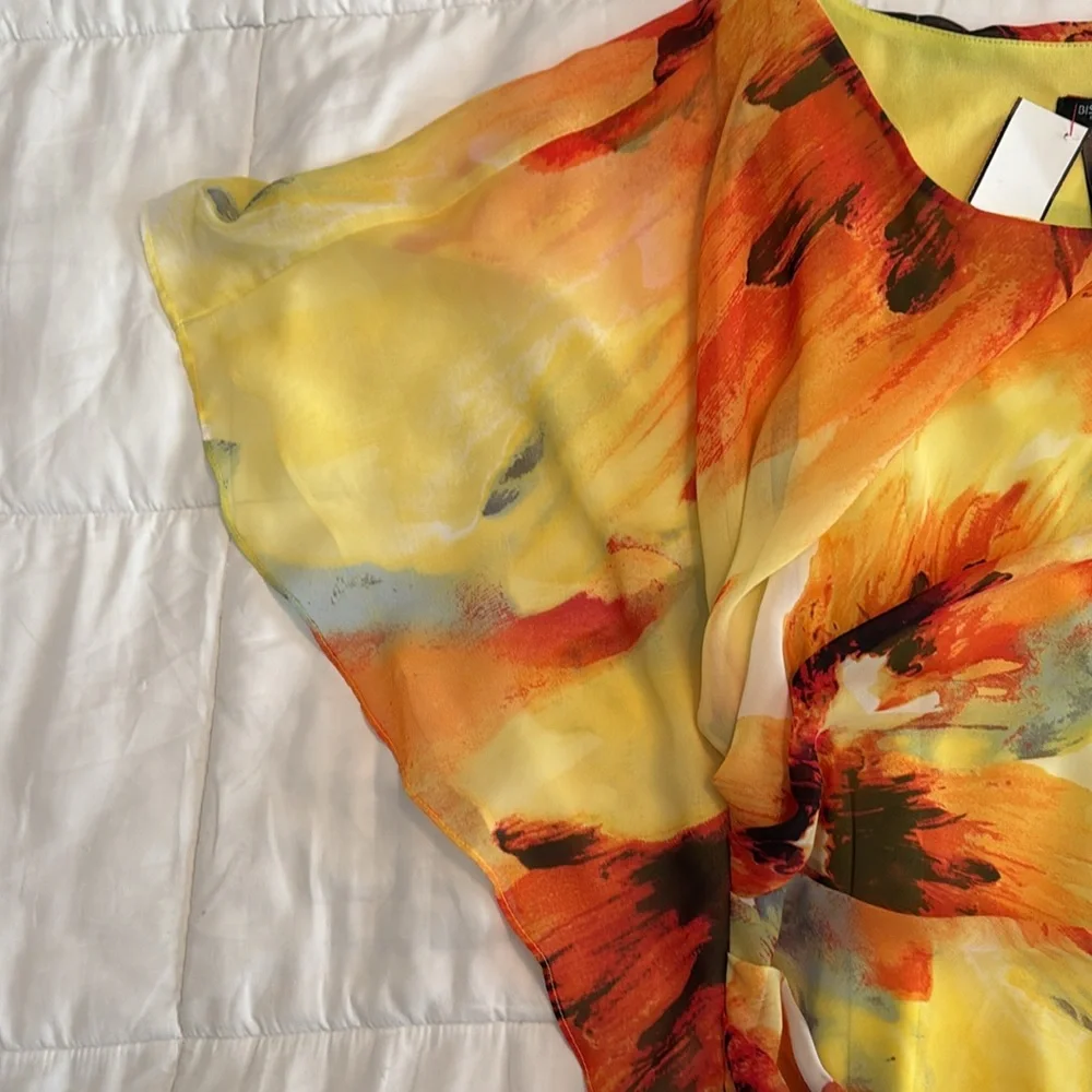 Bisou Bisou Sheer Floral Print One shoulder Sheath MIDI Dress Size 10 EUC - Picture 4 of 4